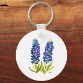 Porte-clés Bluebonnets Texas State Flowers Lupine Watercolor (Recto)