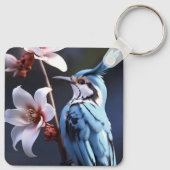 Porte-clés Bluejay et Fleurs Nom personnalisé (Dos)