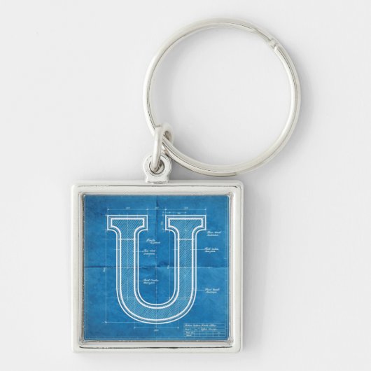 Porte-clés Blueprint Monogram Letter U (Devant)