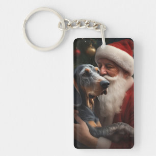 Porte-clés Bluetick Coonhound avec le Père Noël Noël
