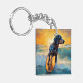 Porte-clés Bluetick Coonhound Beach Plage Plage de surf Peint (Devant gauche)
