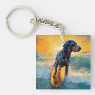 Porte-clés Bluetick Coonhound Beach Plage Plage de surf Peint