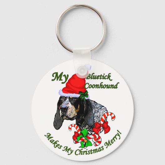 Porte-clés Bluetick Coonhound cadeaux de Noël (Recto)