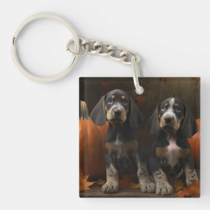 Porte-clés Bluetick Coonhound Chiot Automne Citrouille de pla
