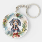 Porte-clés Bluetick Coonhound Christmas Wreath Festive Pup (Dos)