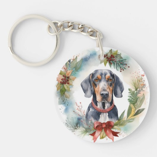 Porte-clés Bluetick Coonhound Christmas Wreath Festive Pup (Devant)
