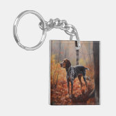 Porte-clés Bluetick Coonhound en automne Leaves automne Inspi (Devant gauche)