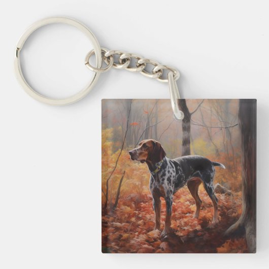 Porte-clés Bluetick Coonhound en automne Leaves automne Inspi (Devant)