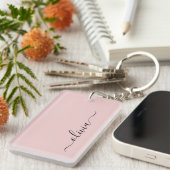 Porte-clés Blush Dusty rose moderne Script Girl Monogramme No (Devant droit)