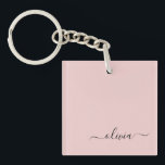 Porte-clés Blush Dusty rose moderne Script Girl Monogramme No<br><div class="desc">Blush Dusty Rose Simple Script Monogramme Nom Porte - clé. Cela rend le cadeau parfait pour 16 ans,  mariage,  douche nuptiale,  anniversaire,  baby shower ou bachelorette pour quelqu'un qui aime le luxe glam et les styles chic.</div>