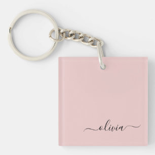 Porte-clés Blush Dusty rose moderne Script Girl Monogramme No