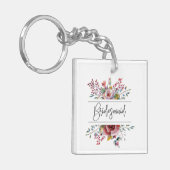 Porte-clés Blush Floral Bouquet Bridesmaid Porte - clé Carré (Devant gauche)