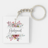 Porte-clés Blush Floral Bouquet Bridesmaid Porte - clé Carré (Dos)