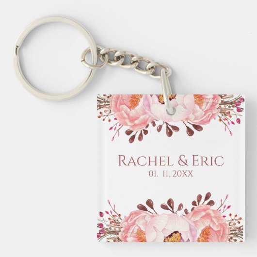Porte-clés Blush Floral Wedding Favoriser Porte - clé acryliq (Devant)
