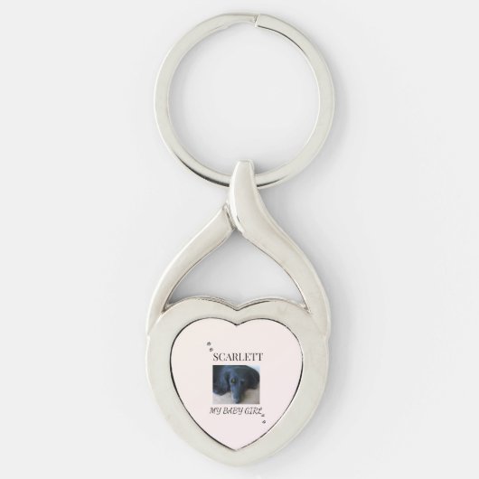 Porte-clés Blush Heart Pet Photo with Paw Prints (Devant)
