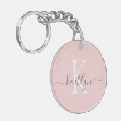 Porte-clés Blush Pink Grey Nom initial Monogramme (Devant gauche)