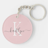 Porte-clés Blush Pink Grey Nom initial Monogramme (Dos)