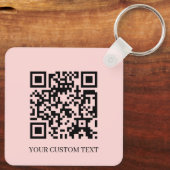 Porte-clés Blush Pink QR | Minimalist Custom Text Keychain (Verso)