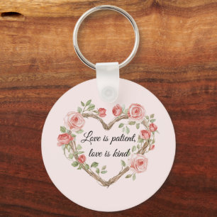 Porte-clés Blush Romantic Rose Floral Coeur Amour