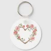 Porte-clés Blush Romantic Rose Floral Coeur Amour (Verso)