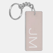 Porte-clés Blush Rose Chic Initiales Monogrammées Géantes (Devant gauche)
