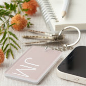Porte-clés Blush Rose Chic Initiales Monogrammées Géantes (Devant droit)