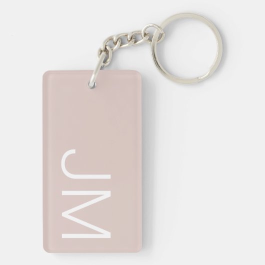 Porte-clés Blush Rose Chic Initiales Monogrammées Géantes (Dos)