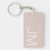 Porte-clés Blush Rose Chic Initiales Monogrammées Géantes (Devant)