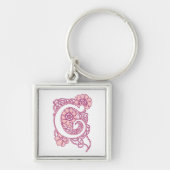 Porte-clés Blush Rose Fleur Initiale C Monogramme | Bot Roman (Devant)