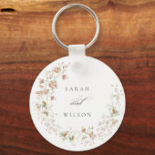 Porte-clés Blush White Rustic Meadow Floral Wreath Mariage (Recto)