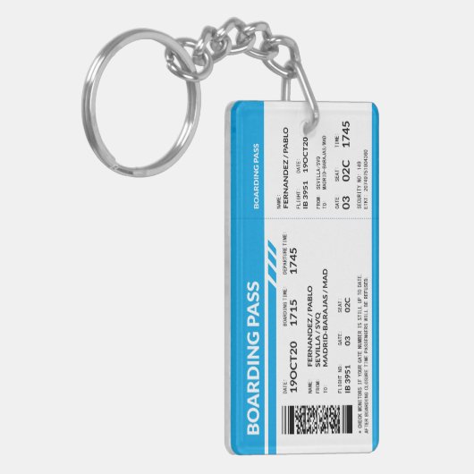 Porte-clés Boarding Pass (blue) (Devant gauche)
