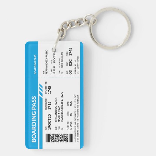 Porte-clés Boarding Pass (blue) (Dos)