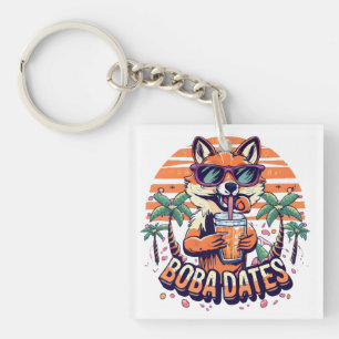 Porte-clés Boba Dates Cool tendance Fox Boire Boba Tea