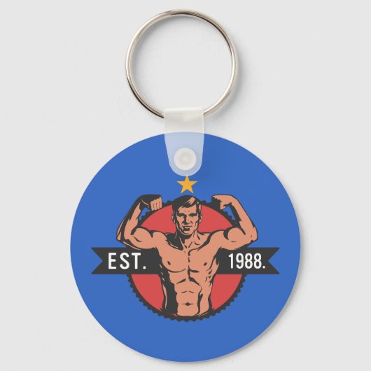 Porte-clés Bodybuilder Vintage FÉDÉ 1988 (Recto)