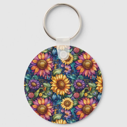 Porte-clés Bohème Floral Dreamscape Vibrant Motif (Recto)