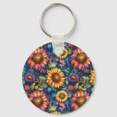Porte-clés Bohème Floral Dreamscape Vibrant Motif (Verso)