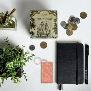 Porte-clés Boho fleur aquarelle motif nom jaune orange