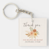 Porte-clés Boho Floral Aquarelle Enseignant Merci (Devant)