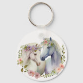 Porte-clés Boho Floral Chevaux blancs (Recto)