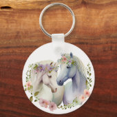 Porte-clés Boho Floral Chevaux blancs (Recto)