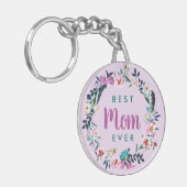 Porte-clés Boho Floral Wreath Meilleure Maman Jamais Photo (Devant gauche)
