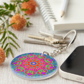 Porte-clés Boho Mandala Porte - clé double face bleu rose (Devant droit)