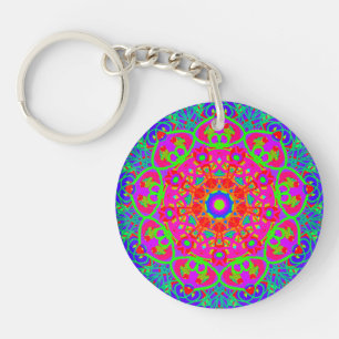 Porte-clés Boho Mandala Porte - clé double face bleu rose