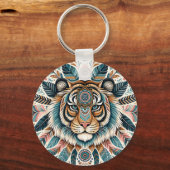 Porte-clés Boho mandala tiger plumes femme (Recto)