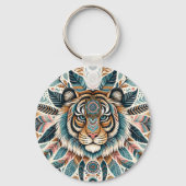 Porte-clés Boho mandala tiger plumes femme (Verso)