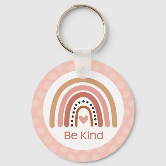 Porte-clés Boho Muted Rainbow Be Kind Inspirational Citation (Verso)