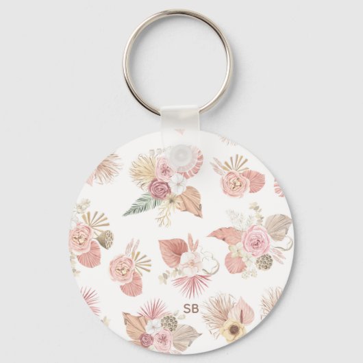 Porte-clés Boho Pink Vert Brown Floral Porte - clé (Recto)