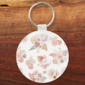 Porte-clés Boho Pink Vert Brown Floral Porte - clé (Verso)