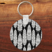 Porte-clés Boho plumes : motif noir et blanc (Verso)
