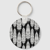 Porte-clés Boho plumes : motif noir et blanc (Verso)